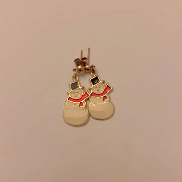 Girl’s snowman jewelry bundle! 8” necklace, dangle post earrings, & snowman pin. - Picture 3 of 4